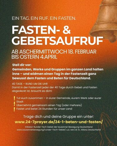 Fasten und Gebetsaufruf für Deutschland unterstützt vom Gebetshaus Hannover